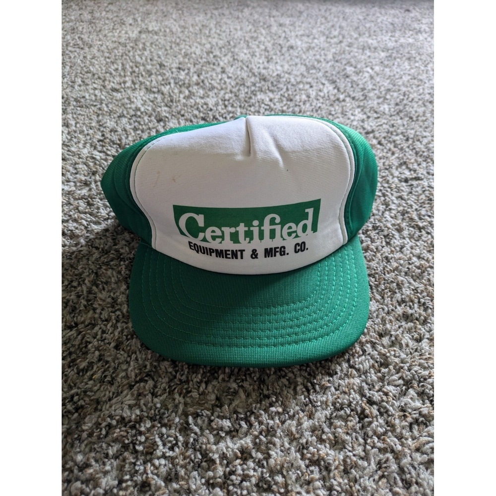 Vintage YoungAn Snapback Hat Cap Certified Equipment & MFG Co Green White Vernon
